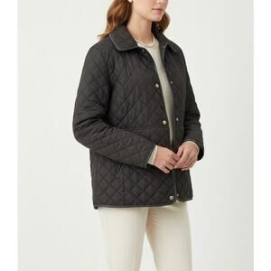 Lauren Ralph Lauren Diamond Quilted Snap Close Chore Utility Jacket Black Sz L